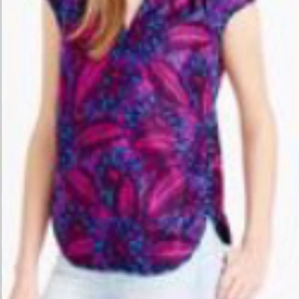 J Crew Midnight Floral Cocoon Silk Blouse. Sz.0